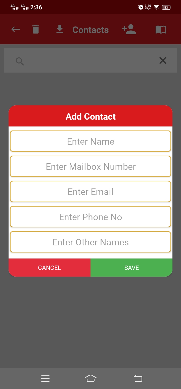 app contact screen